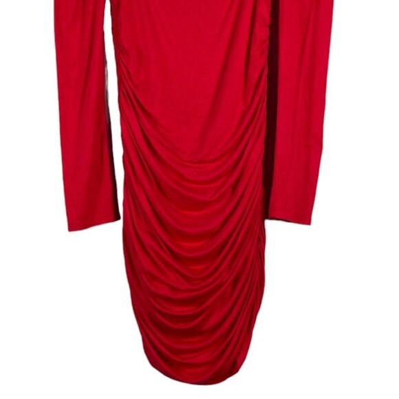 Lovers and Friends Benae Red Mini Dress Sz XXS Long Sleeves Ruched Stretch NEW - Picture 5 of 15